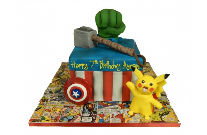 Marvel & Pokemon Cake